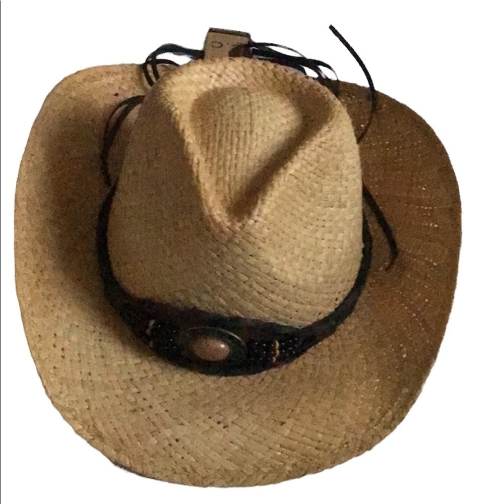 Cowboy Women’s Stone Band Raffia Hat ⭐️⭐️⭐️⭐️⭐️NEW